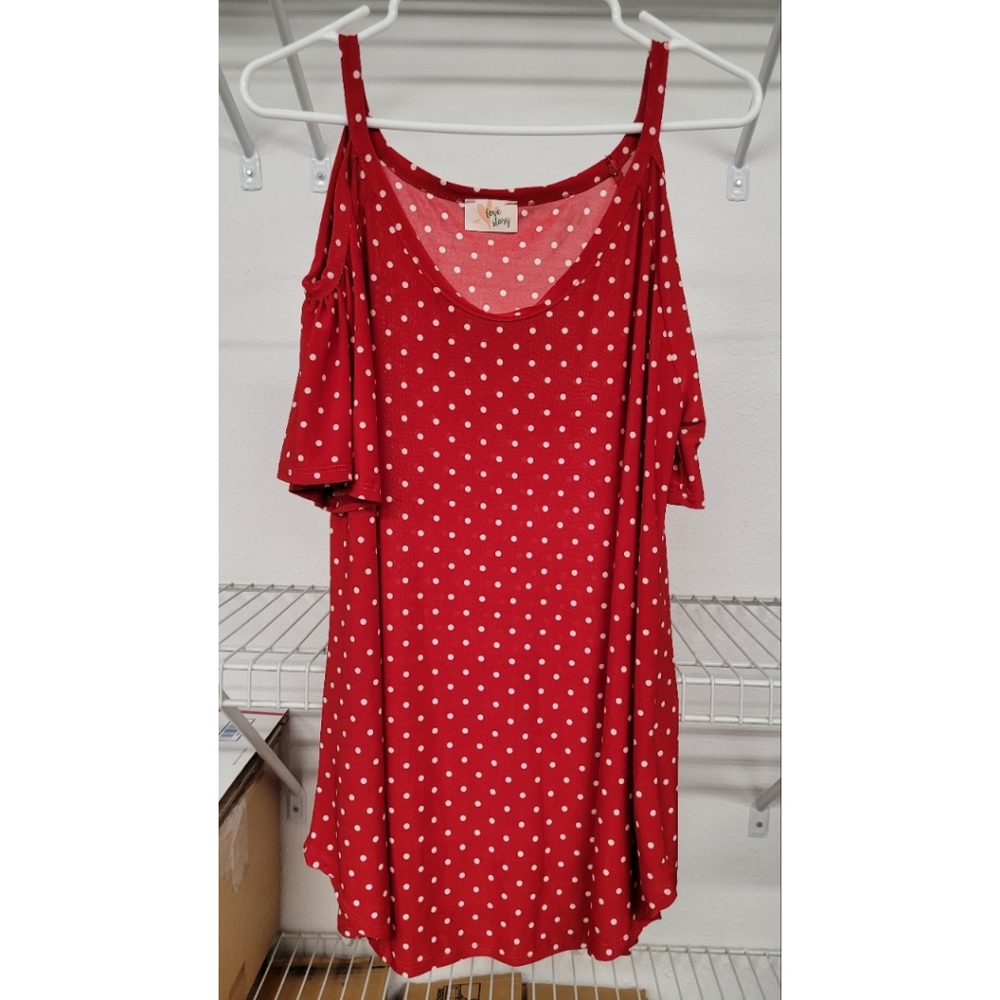 NWOT | Love Story Polka Dot Cold Shoulder Top